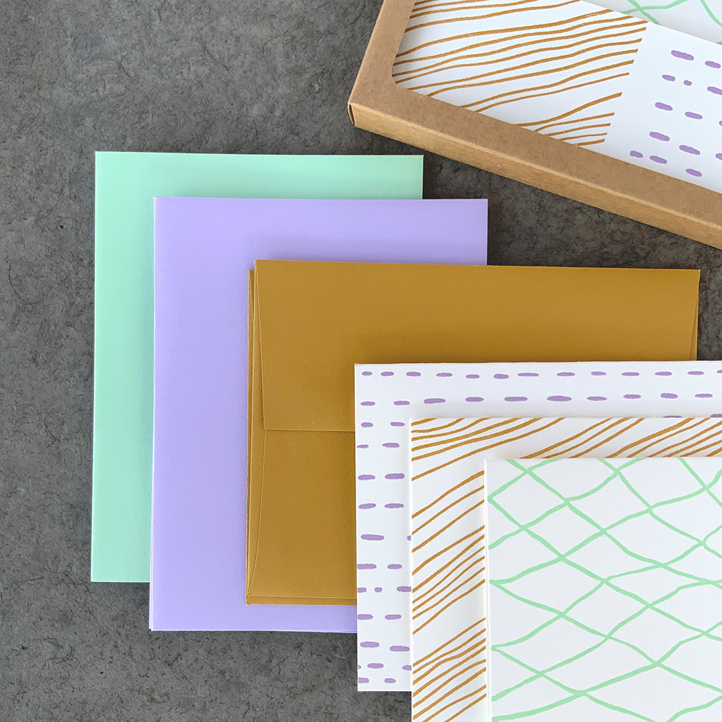 Patterned Brights Blank Letterpress Card Set