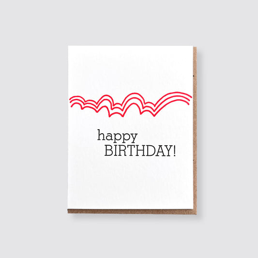 happy BIRTHDAY! Bouncy Lines Letterpress Card