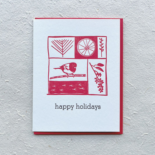Red Chickadee, Happy Holidays